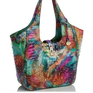 ‼️VERY RARE!‼️ 🎒 BRAHMIN Awestruck CARLA Crocodile-Embossed Leather Tote Bag 🎒